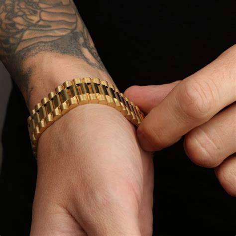 solid gold rolex bracelet|rolex style gold bracelet.